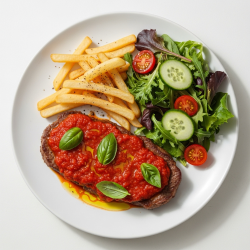 Steak Cacciatore With Chips And Salad 